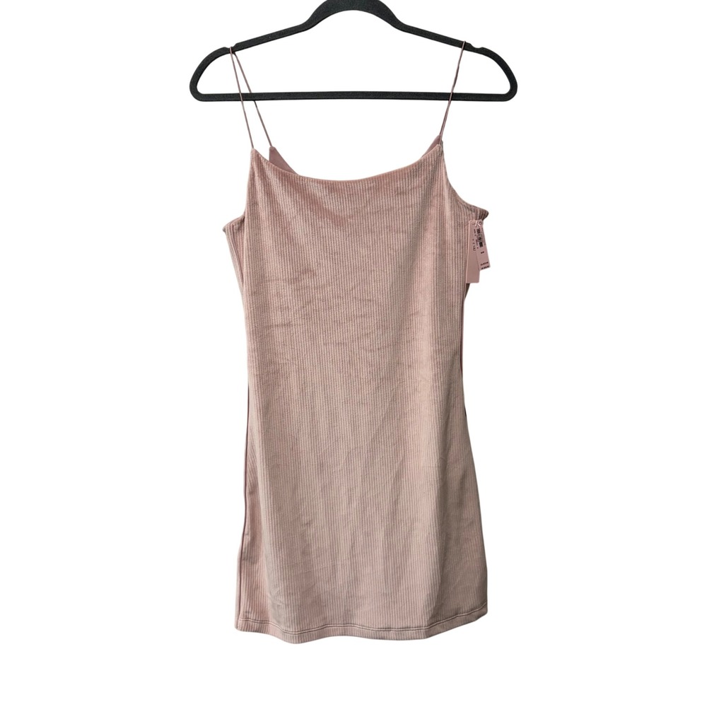Victoria's Secret Slip Dress Womens Medium Pink Ribbed Velour Mini Bodycon